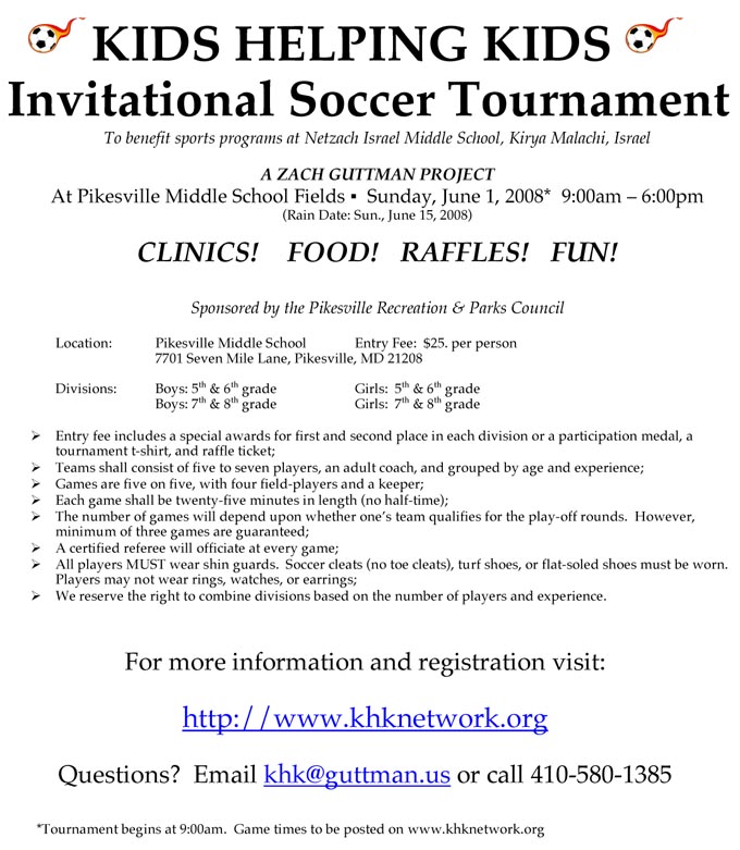 Kids Helping Kids - Invitational Soccer Tournament
